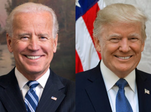 Divulgação: Imagens Públicas. À esquerda, o senador democrata Joe Biden e à direita o atual presidente dos Estados Unidos, o republicano Donald Trump.